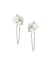 YOKO LONDON WOMEN'S 18K WHITE GOLD, PEARL & DIAMOND CHAIN DROP EARRINGS,400099701218