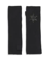 CAROLYN ROWAN Long Black Cashmere Fingerless Gloves With Leather Star