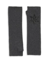 CAROLYN ROWAN Long Charcoal Cashmere Fingerless Gloves With Leather Star