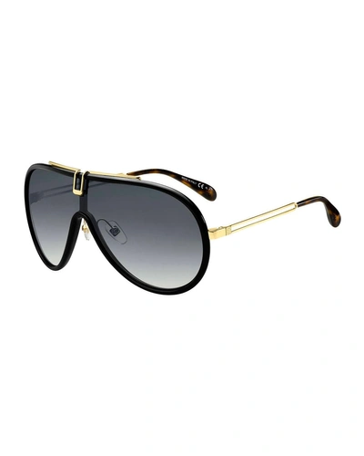 Givenchy Men's Tortoiseshell Shield Sunglasses In Black