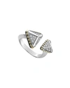 LAGOS KSL LUX DIAMOND SILVER & 18K GOLD DOUBLE PYRAMID RING,PROD213570115