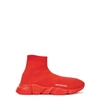 Balenciaga Men's Logo Speed Sneakers With Tonal Rubber Sole In Red