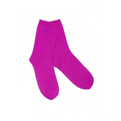 Arela Ulla Cashmere Lounge Socks In Bright Pink In Fluorescent Pink