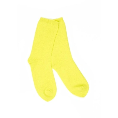Arela Ulla Cashmere Lounge Socks In Bright Yellow In Fluorescent Yellow