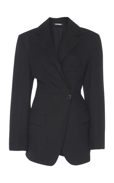 Jacquemus Double-breasted Wool Blazer In Black