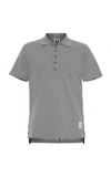 Thom Browne Short-sleeve Pique Polo Shirt In Grey