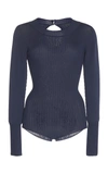 JACQUEMUS STEPHANIE LONG-SLEEVE RIBBED-KNIT BODYSUIT,191KN48