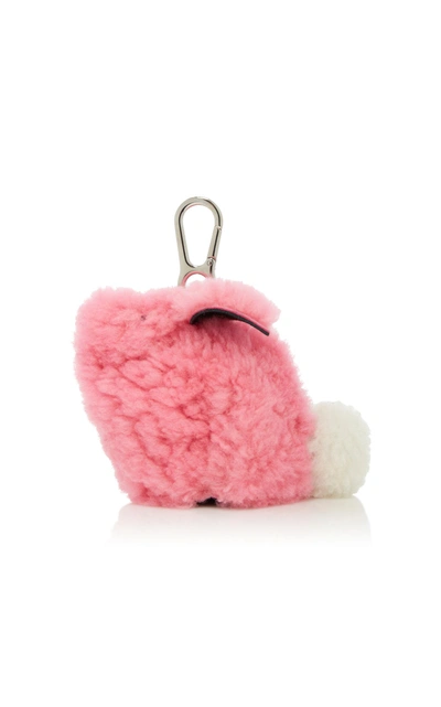 Loewe Bunny 羊毛皮包袋吊饰 In Pink