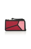 Loewe Puzzle Leather Coin And Cardholder In Wild Rose/raspberry