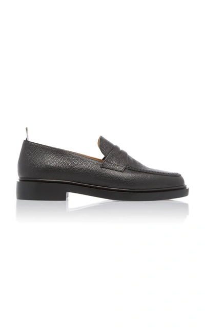 Thom Browne Grained Leather Penny Loafers In Black