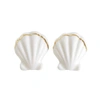 POPORCELAIN Porcelain Clam Shell Statement Stud Earrings