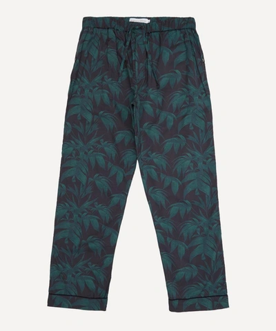 Desmond & Dempsey Byron-print Cotton Pyjama Trousers In Navy