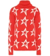 Perfect Moment Stardust Star-intarsia Roll-neck Wool Sweater In Red
