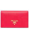 Prada Saffiano Logo-plaque Cardholder In Pink