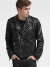 Donna Karan Dkny Men's Burnished-leather Biker Jacket - In Black