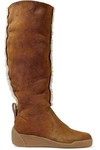 SEE BY CHLOÉ SEE BY CHLOÉ WOMAN SHEARLING KNEE BOOTS LIGHT BROWN,3074457345619101863