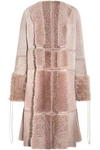 ALEXANDER MCQUEEN ALEXANDER MCQUEEN WOMAN LACE-UP LEATHER AND SHEARLING COAT ANTIQUE ROSE,3074457345618915208
