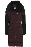 ASHLEY B WOMAN SHEARLING-TRIMMED TWILL DOWN JACKET BURGUNDY,US 4230358016232217