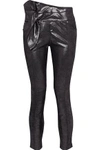 IRO ALPEN KNOTTED COATED METALLIC LEATHER SKINNY PANTS,3074457345619233303