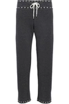MONROW MONROW WOMAN CROPPED STUDDED FRENCH TERRY TRACK trousers DARK grey,3074457345619535685