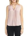 Vince Camuto V-neck Rumple Satin Blouse In Lustre Pink