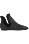 THE ROW Eros shearling-trimmed leather ankle boots