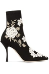 DOLCE & GABBANA APPLIQUÉD STRETCH-KNIT SOCK BOOTS