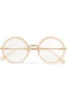 CHLOÉ TILDA ROUND-FRAME ACETATE AND GOLD-TONE OPTICAL GLASSES