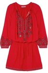 MELISSA ODABASH NADJA EMBROIDERED VOILE MINI DRESS