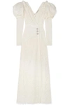 ALESSANDRA RICH CRYSTAL-EMBELLISHED COTTON-BLEND LACE GOWN