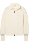 MONCLER Wool-blend bouclé and quilted shell down cardigan