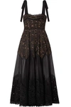 ELIE SAAB BOW-EMBELLISHED LACE, TULLE AND CREPE GOWN