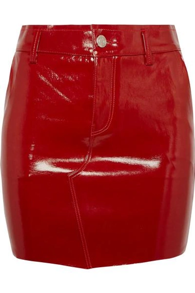 Rta Callie Leather Bodycon Mini Skirt In Cardinal