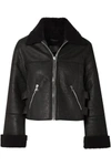 RTA ALBANY SHEARLING-TRIMMED LEATHER JACKET