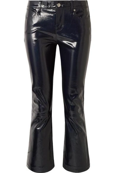 Rta Kiki Patent Leather Flare-leg Cropped Trousers In Black