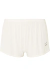 LES GIRLS LES BOYS EMBROIDERED RIBBED STRETCH-JERSEY PAJAMA SHORTS