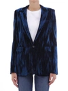 SAINT LAURENT BLUE VELVET JACKET,10722585