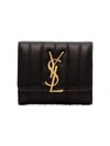 SAINT LAURENT TRIPLE FOLD QUILTED LEATHER PURSE