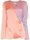 Sies Marjan Bari Draped Satin And Tulle Blouse In Pink