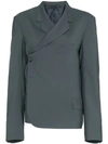 MARTINE ROSE MARTINE ROSE TWISTED DOUBLE BREASTED WOOL BLEND BLAZER - GREY
