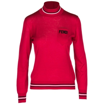 Fendi Dolcevita Collo Alto Women's Jumper Sweater In Red