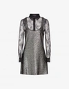 BOUTIQUE MOSCHINO SHORT DRESS IN LAMINATED BOUCLE AND LACE