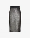 BOUTIQUE MOSCHINO LONGUETTE SKIRT IN SILVER LAMINATED BOUCLE
