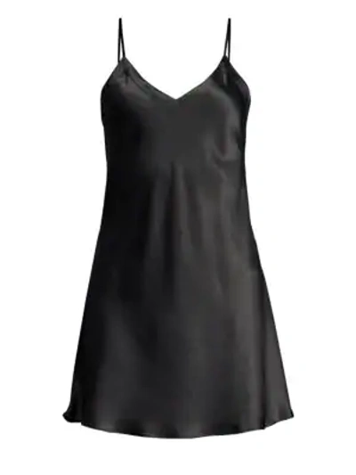 Ginia Core V-neck Silk Chemise In Black