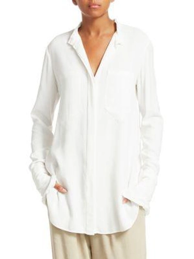 Tre By Natalie Ratabesi Frilled Button-front Layered Cuff Button-down Shirt In Ivory