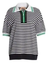 N°21 Studded Striped Zip Polo Shirt