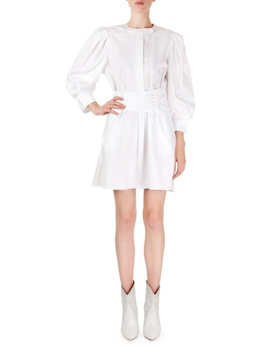 Isabel Marant Galaxy Belted Cotton Shirt Dress In White