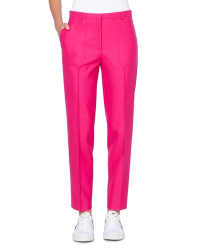 Akris Colin Mid-rise Straight-leg Wool Trousers In Pink