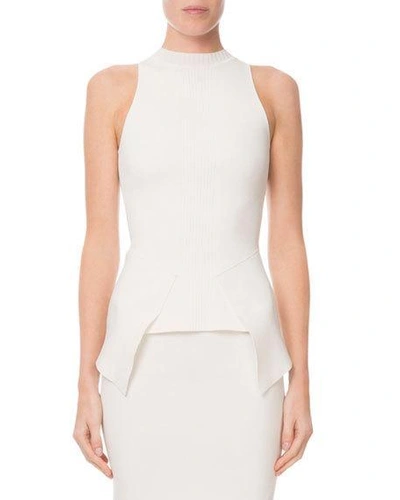 Roland Mouret Lawrence Sleeveless Knit Peplum Top In White