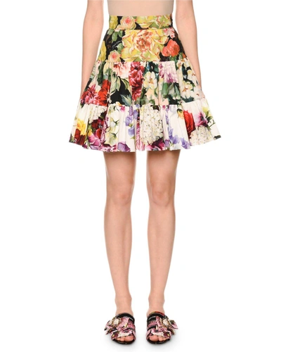 Dolce & Gabbana Tiered Floral-print Cotton-poplin Mini Skirt In S9311 Mix Fiori